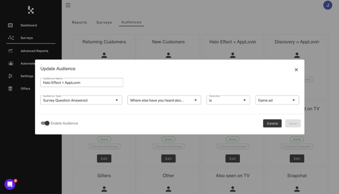 KnoCommerce survey audience for halo effect = AppLovin